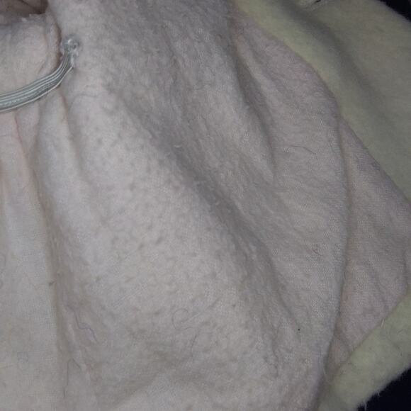 Handmade Vintage Toddler Coat Hooded Lined in Pink Button Front Attached Mittens - Picture 8 of 12